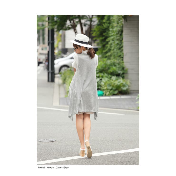 15春夏新作 ゆるてろ素材 大人シンプルコーデに 無地ロング丈ジレ ベスト 品番 Az And Me アンドミー のレディース ファッション通販 Shoplist ショップリスト