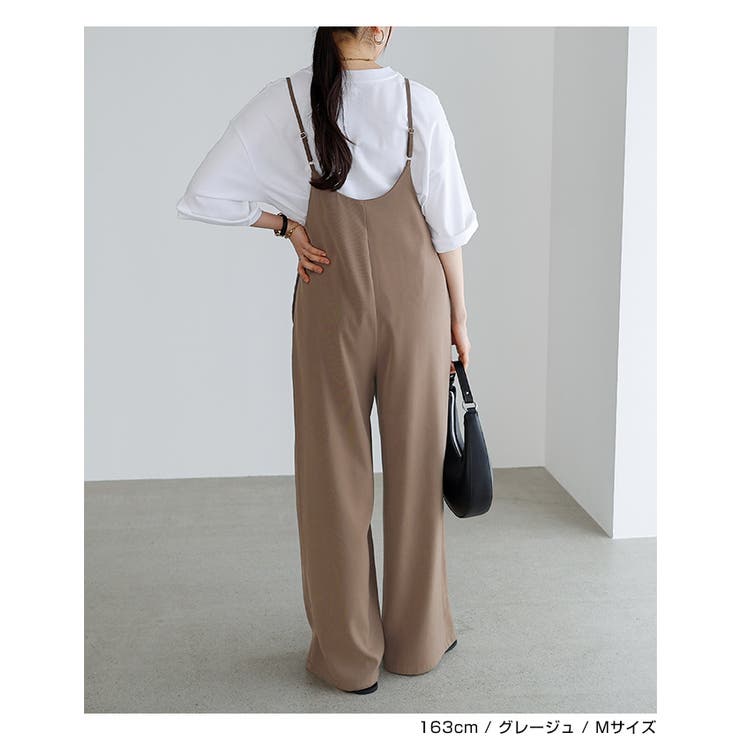 とろみ素材 スクエアネック サロペット | andme | 詳細画像15 