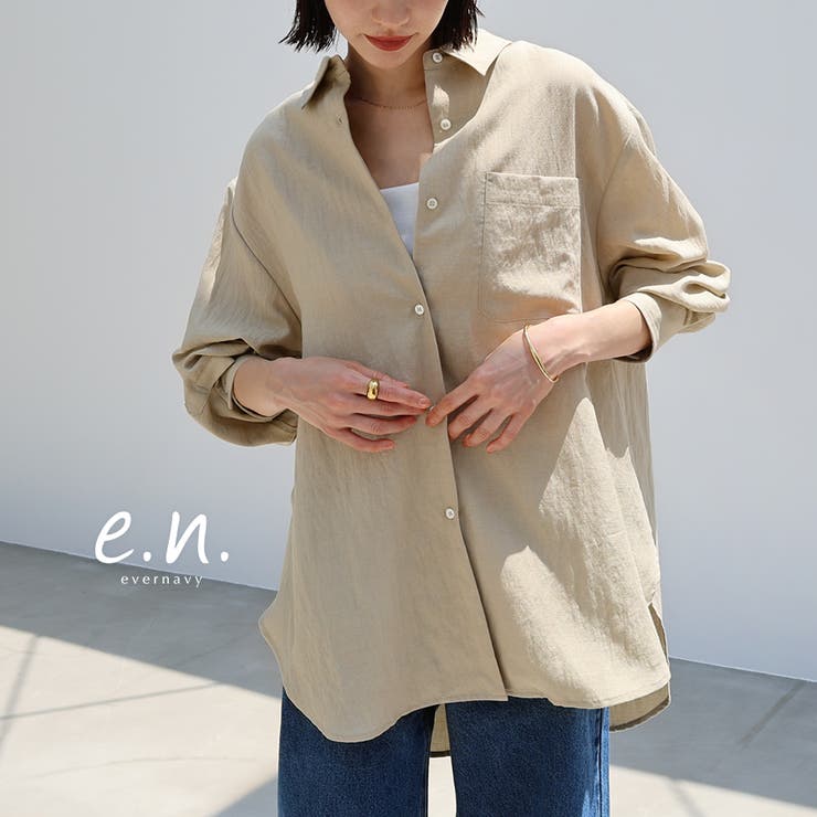 リネンブレンド オーバーサイズ シャツ | andme | 詳細画像1 