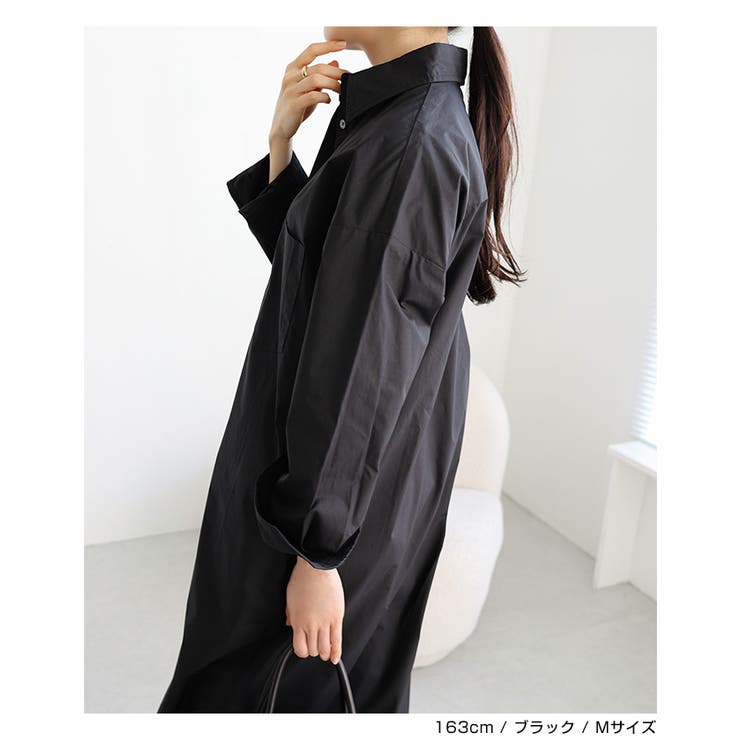 コットン オーバーサイズ 長袖 シャツ ワンピース[品番 コットン オーバーサイズ 長袖 シャツ ワンピース[品番