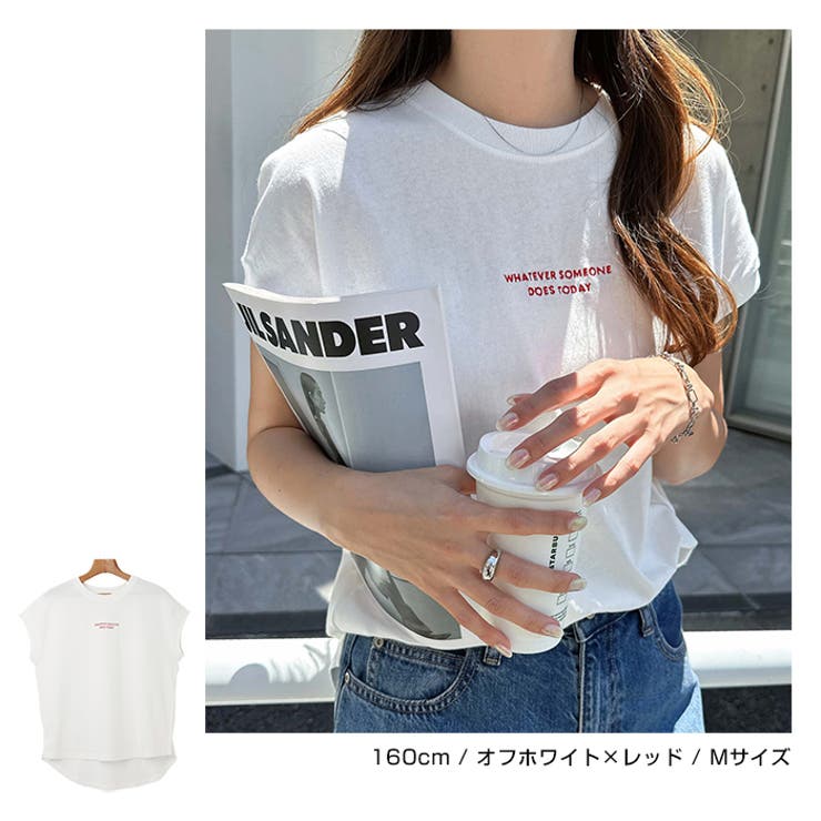 コットン天竺 ロゴ刺繍 Tシャツ[品番：AZ000004080]｜andme