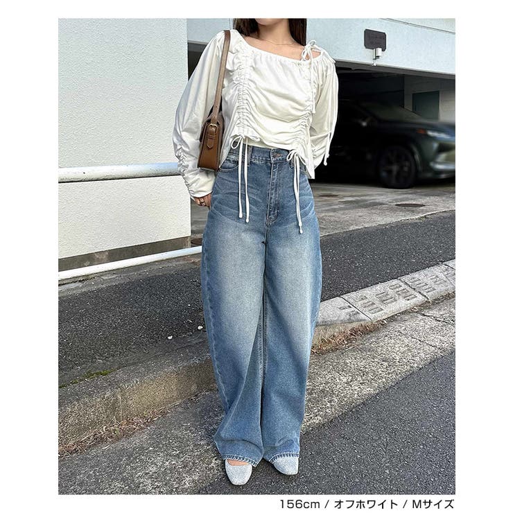 ギャザー リボン オフショルダー | andme | 詳細画像9 