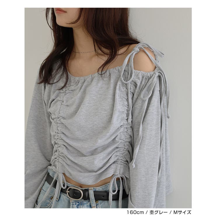 ギャザー リボン オフショルダー | andme | 詳細画像10 