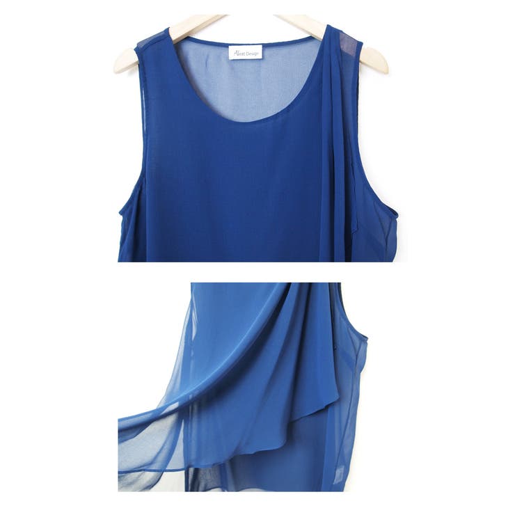 2015春夏新作♪透け感シフォン×美ドレープ!!ノースリーブ シフォントップス … | andme | 詳細画像3 
