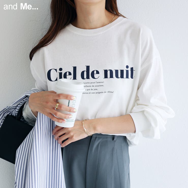 フレンチロゴ プリント Tシャツ[品番：AZ000004128]｜and Me