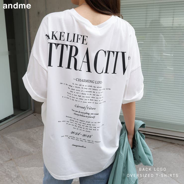 バックロゴ オーバーサイズ Tシャツ[品番：AZ000004341]｜andme