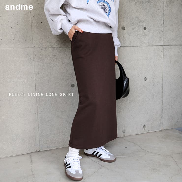 ウエストゴム 裏フリース タイトスカート[品番：AZ000004487]｜andme