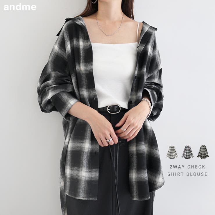 2way チェック シャツ[品番：AZ000005004]｜andme（アンドミー
