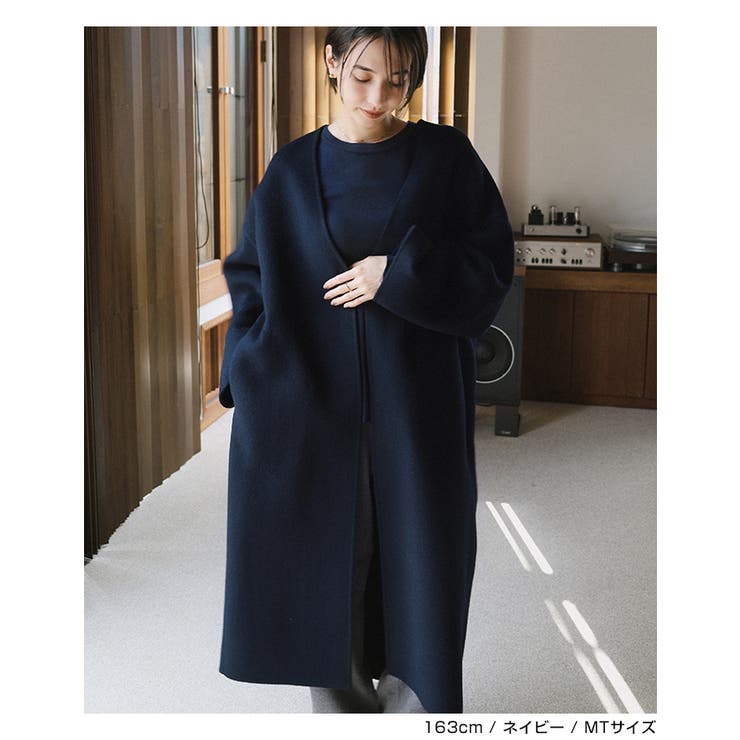 T.T【美品】アンドミー　コート　and me/ever navy evernavy エバーネイビー ノーカラー[品番：AZ000005025]｜andme