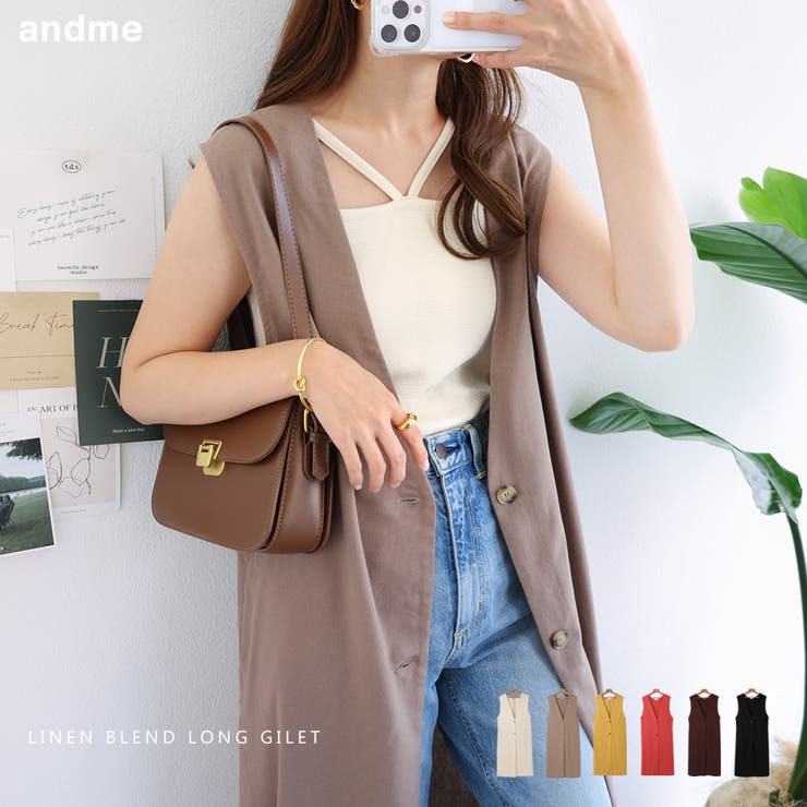 リネン ロング ジレ[品番：AZ000003767]｜andme（アンドミー）の