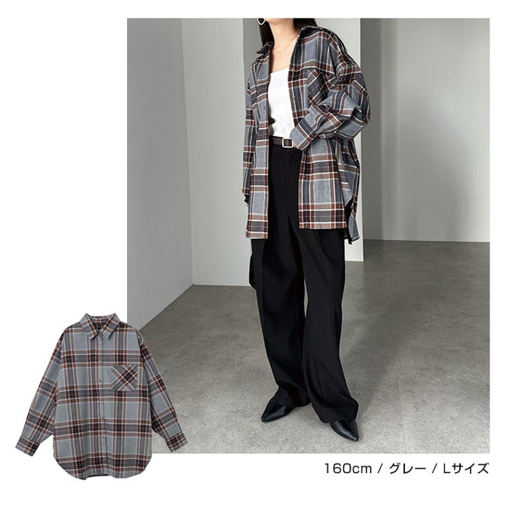 最先端 チェック柄 衿付き シャツ[品番：AZ000004229]｜andme トップス