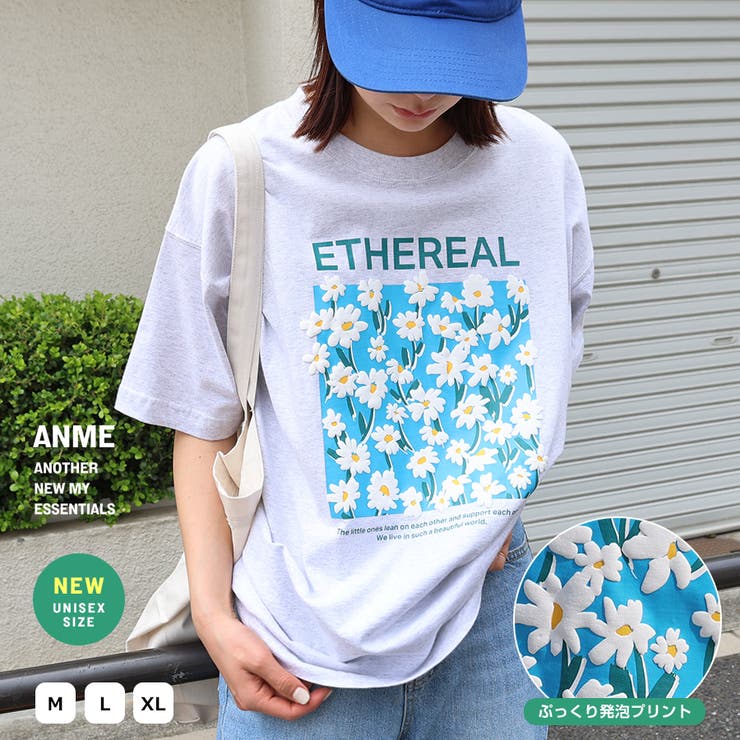 割引価格 フラワープリント Tシャツ[品番：AZ000004616]｜andme 半袖 トップス