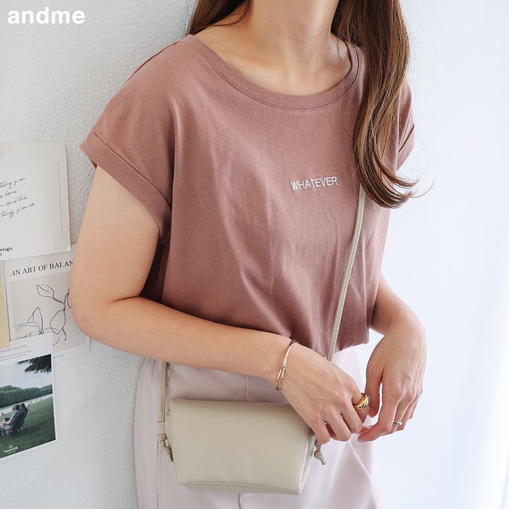 ロゴ フレンチスリーブ Tシャツ | andme | 詳細画像1 
