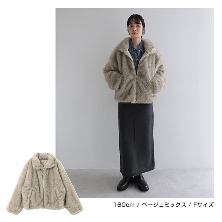 ミックスファー ジップ ブルゾン | andme | 詳細画像18 