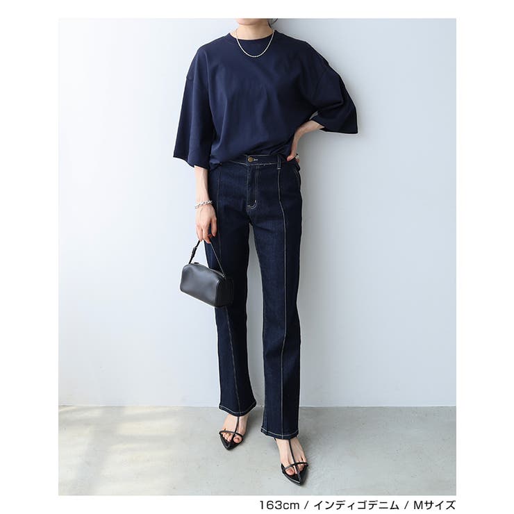 ピンタック テーパード デニム[品番：AZ000004623]｜andme（アンドミー  