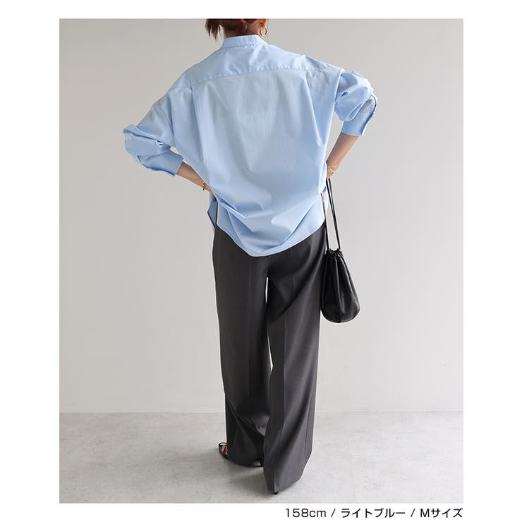アンドミー andme イージーケア バンドカラー シャツブ ラウス （ホワイト） アンドミー andme イージーケア バンドカラー シャツブ ラウス