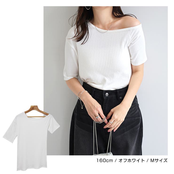 アシメネック 半袖 トップス | andme | 詳細画像3 