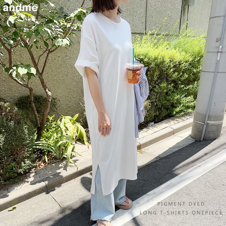「LE'RURE」 半袖ワンピース MEDIUM オフホワイト osharewalker ワンピース レディース 夏 きれいめ ロング