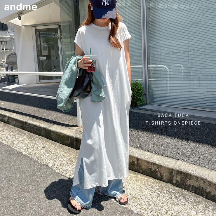 背中タック Tシャツ ワンピース | andme | 詳細画像1 