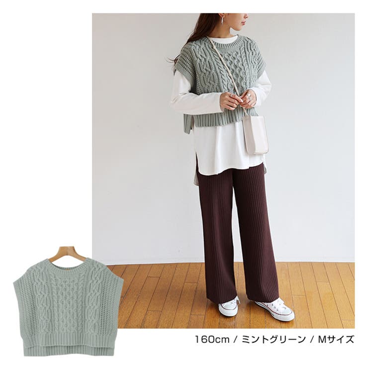 ケーブル編み ショート丈 ニットベスト | andme | 詳細画像10 