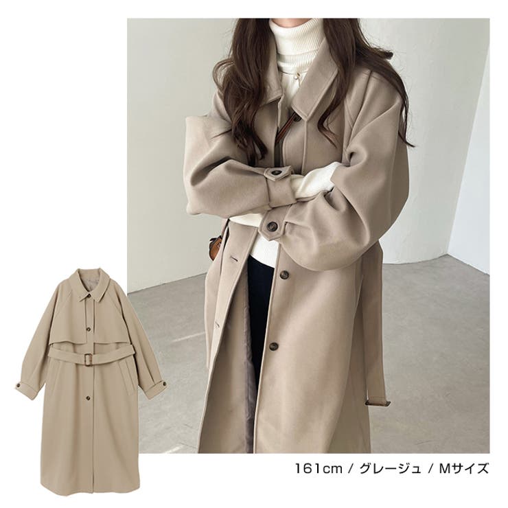 定率割引 西日本 フェイクウール ウエストベルト付き トレンチコート[品番 ジャケット・アウター