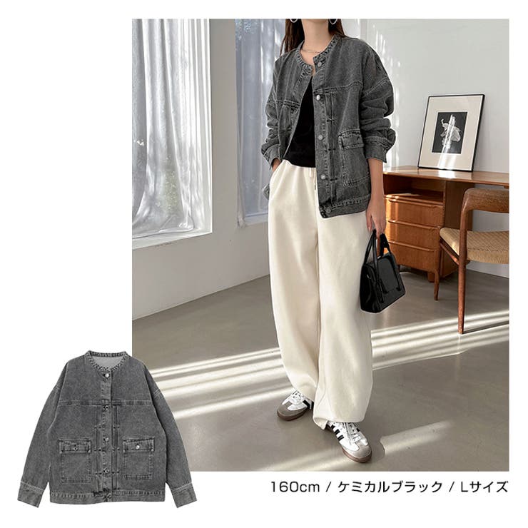 大勧め オーバーサイズ ノーカラー デニム[品番：AZ000004416]｜andme スーツ・フォーマル・ドレス