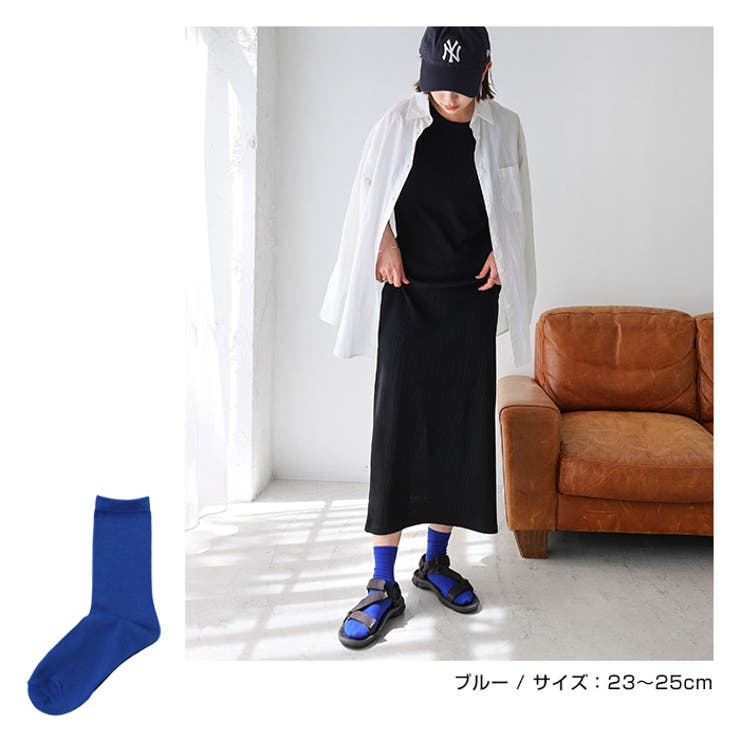 コットン混 平編み クルーソックス レディース ベーシック 春 夏 秋 冬 | andme | 詳細画像12 