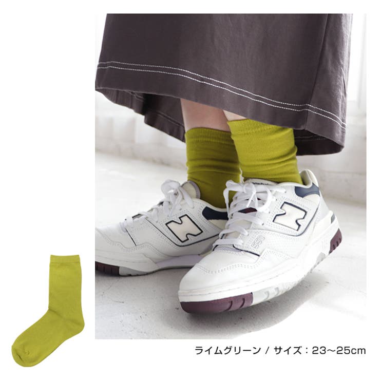 コットン混 平編み クルーソックス レディース ベーシック 春 夏 秋 冬 | andme | 詳細画像14 