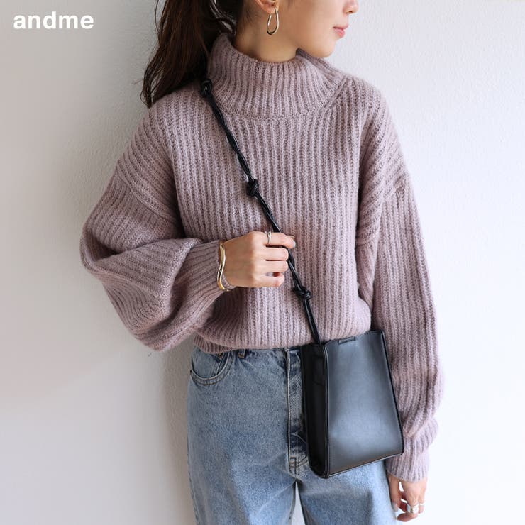 畦編み ハイネック ニット トップス[品番：AZ000003806]｜andme（アンドミー）のレディースファッション通販｜SHOPLIST（ショップリスト）