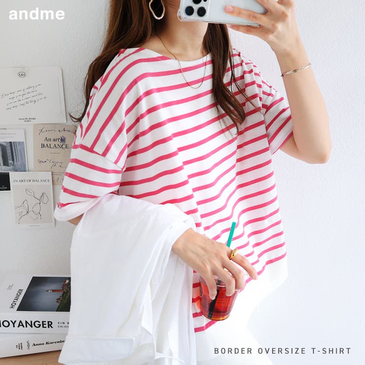 オーバーサイズ ボーダー半袖 Tシャツ[品番：AZ000003761