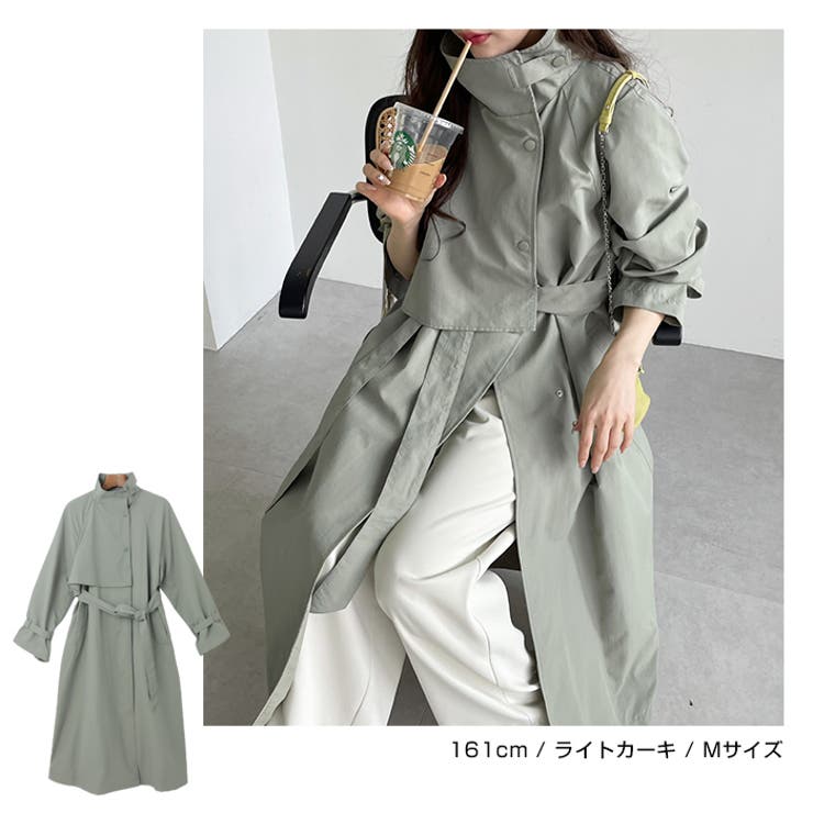 ナイロン スタンドカラー トレンチコート[品番:AZ000003925 ナイロン スタンドカラー トレンチコート[品番:AZ000003925