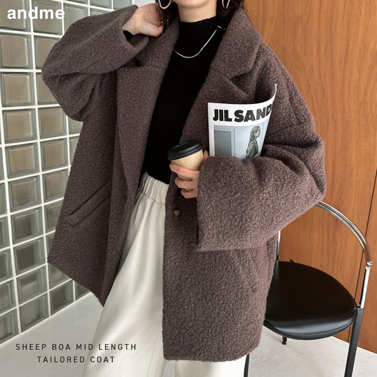 お買い得商品特集 - 販促エクスプレス シープ調ボア テーラード コート[品番：AZ000004502]｜andme ジャケット・アウター