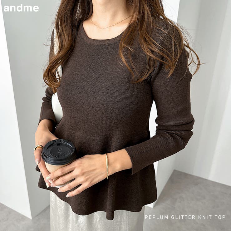 ペプラム ラメ ニット | andme | 詳細画像1 