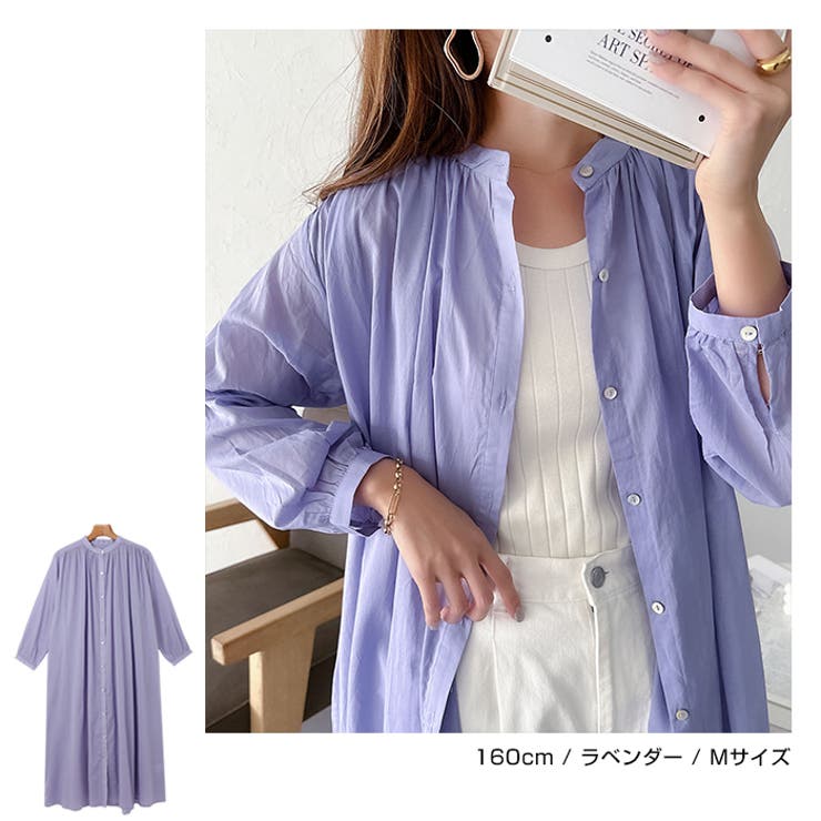 バンドカラー フレア シャツワンピース | andme | 詳細画像8 