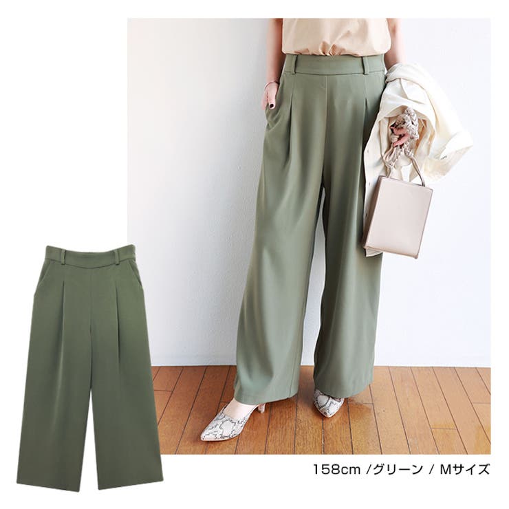 とろみ素材 タック ワイドパンツ | andme | 詳細画像16 