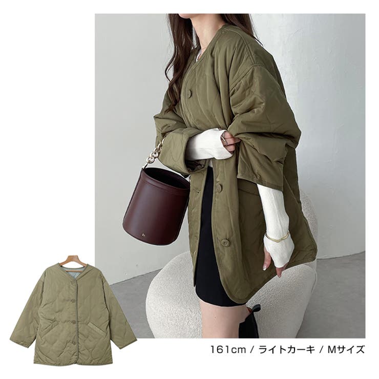ノーカラー キルティング ジャケット[品番：AZ000003567]｜andme