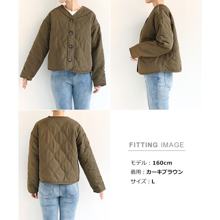 ノーカラー キルティング ジャケット[品番：AZ000003523]｜andme