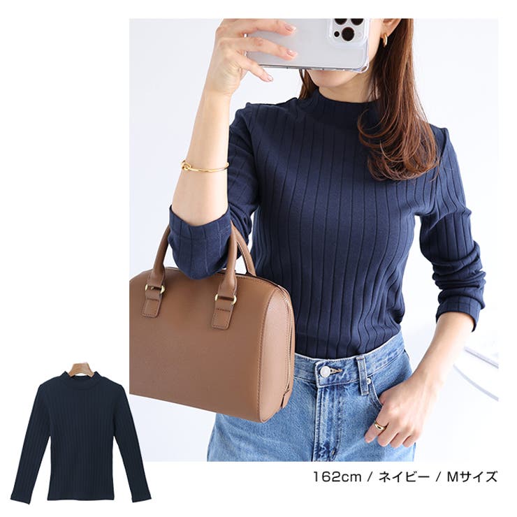 ワイドリブ モックネック 長袖Tシャツ | andme | 詳細画像15 