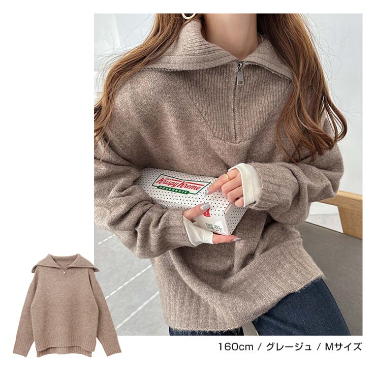 セーラーカラーハーフジップニットトップス_13