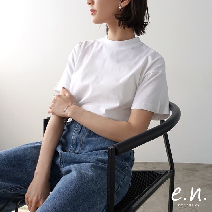 モックネック 半袖 Tシャツ[品番：AZ000004357]｜andme