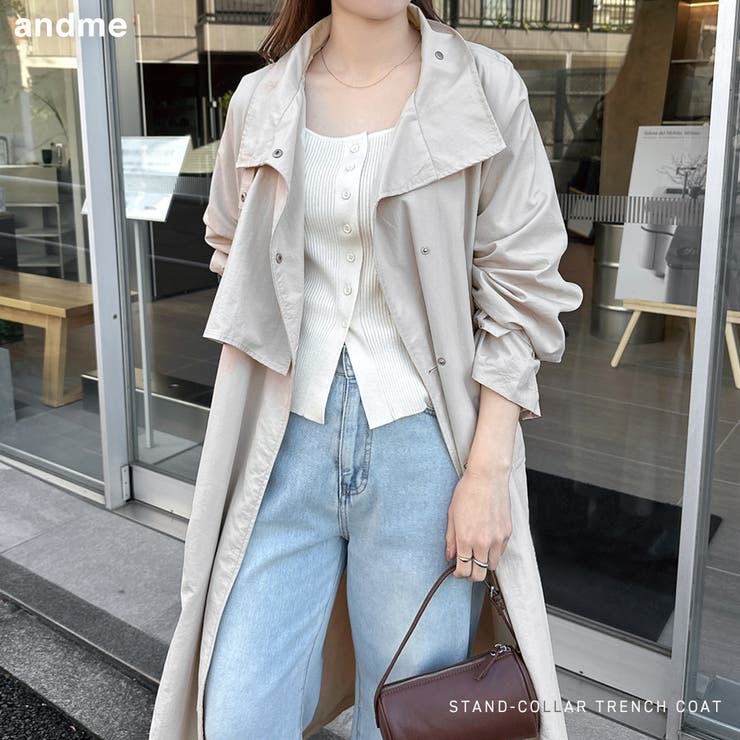 ナイロン スタンドカラー トレンチコート | andme | 詳細画像1 