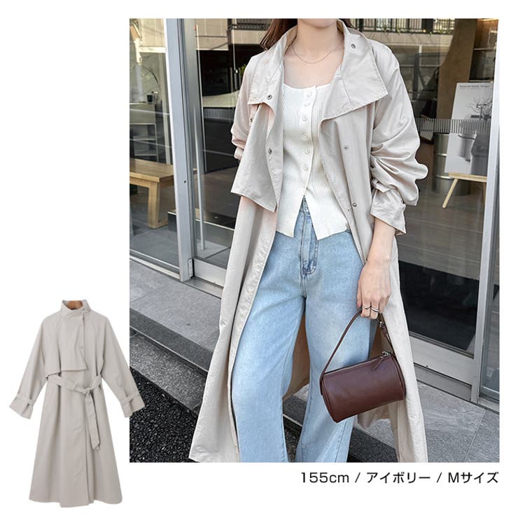 ナイロン スタンドカラー トレンチコート | andme | 詳細画像8 