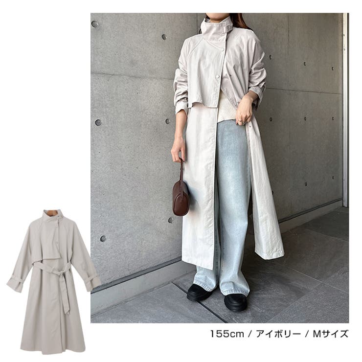 ナイロン スタンドカラー トレンチコート | andme | 詳細画像9 