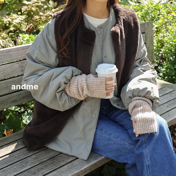 サイドファスナー ノーカラー ブルゾン[品番：AZ000004172]｜andme