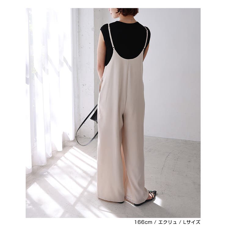 とろみ素材 スクエアネック サロペット | andme | 詳細画像7 