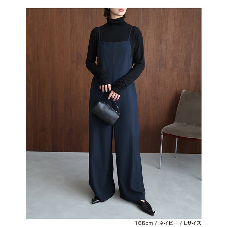 とろみ素材 スクエアネック サロペット | andme | 詳細画像8 