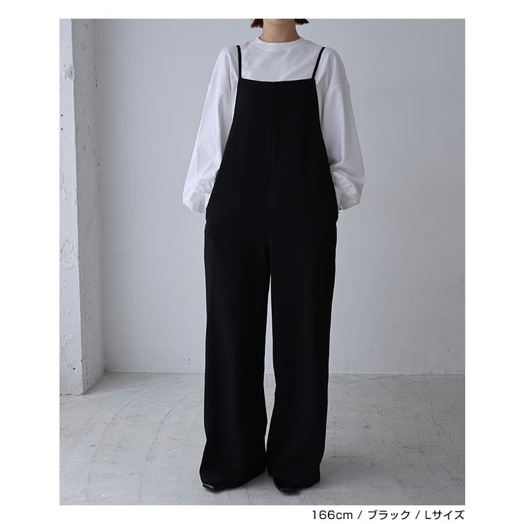 とろみ素材 スクエアネック サロペット | andme | 詳細画像9 