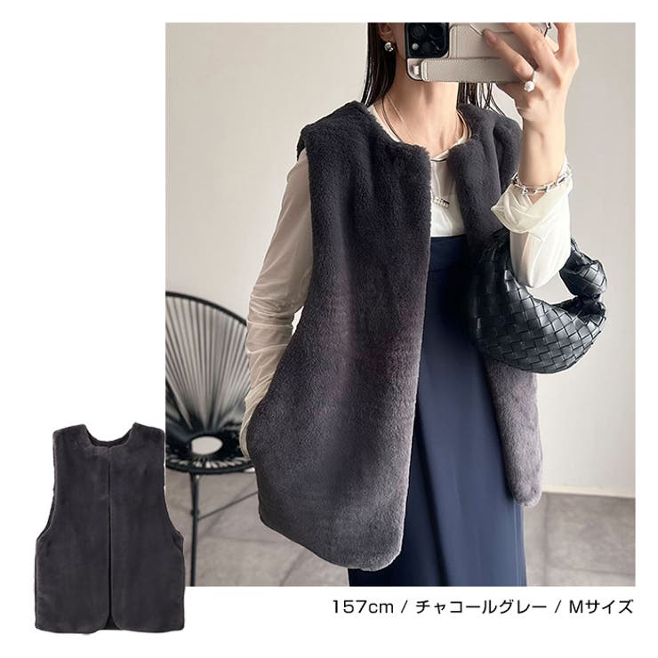 フェイクファー ベスト レディース | andme | 詳細画像12 