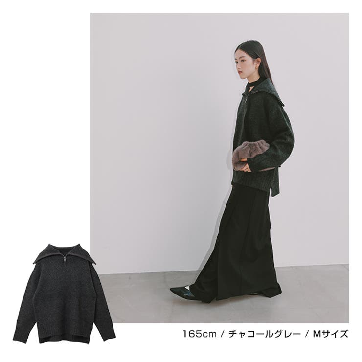 セーラーカラー ハーフジップ ニット[品番：AZ000004153]｜andme