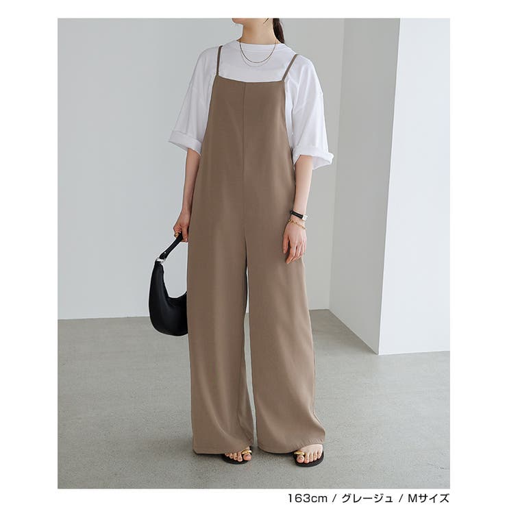 とろみ素材 スクエアネック サロペット | andme | 詳細画像14 